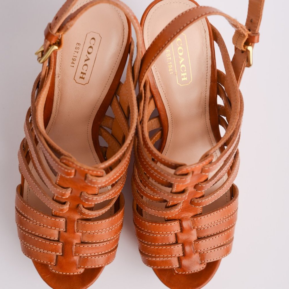 AUTHENTIC Coach Leather Elvira Wedge Heels 6.5 - Picture 5 of 6